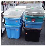Nine poly tub storage totes no lids