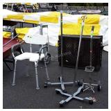 Assist chair and Medical IV and oxygen tank