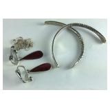 Sterling earrings, broken Sterling chain, and a