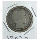 1907 O Barber Half Dollar
