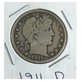 1911 D Barber Half Dollar