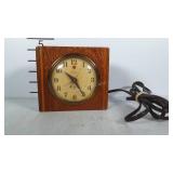 Telechron wood case alarm clock, works