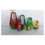 Vintage poly nesting dolls, family of seven