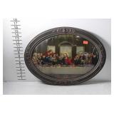 Last Supper print in early oval frame with convex