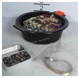 Small bin of costume jewelry