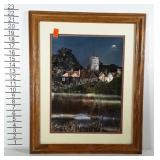 Print of buildings along waterfront.  Has a