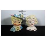 Two vintage head vases