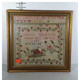 Early sampler, framed