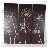 3 piece wall decor, flowers with mirror detail.