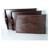 Nesting serving trays, solid wood with brass
