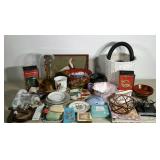Soaps, dishes, VHS tapes, basket, planters,