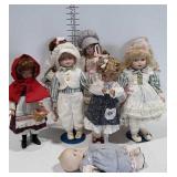 8 doll babies, 7 with stands including Goldilocks
