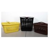 Lot of 3 poly baskets with handles.