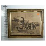Old farm print with artist name and dated 1891.