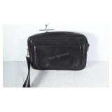 Black leather clutch, made in Italy, Aigner