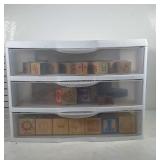 Small Sterilite 3 drawer organizer with wooden