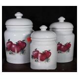 3 ceramic apple canisters. Nice condition.