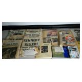 Ephemera.  Newspapers, scrapbook, postcards, etc.