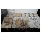 Embroidery lot, table toppers, doilies,  etc.
