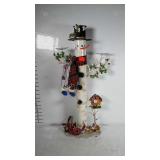 Birch tree Snowman candle holder christmas decor.