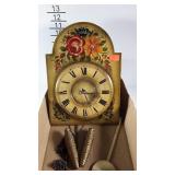 Tole painted wall pendulum clock with pinecone