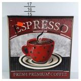 Espresso wall hanging with mirrored background