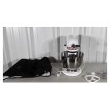 Kitchen Aid Mixer, white with red trim, stainless
