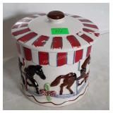 Cookie jar with merry-go-round design
