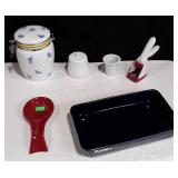 Kitchen ware - canister, spoon rest, covered sugar