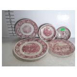 Red & white china - Homer Laughlin, English, etc