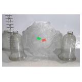 Vintage glass shades. 2 matching with etched