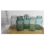 5 old canning jars, 4 Ball and 1 ATLAS. Only one