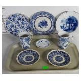 Blue and White dishes, assorted plates and  2