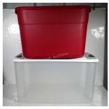 2 Sterilite storage containers, both with lids,