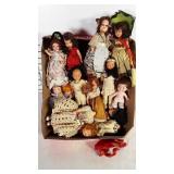 Lot of small vintage dolls. Some have eyes that