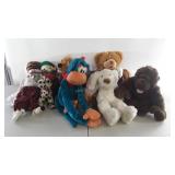 Large group of plush animals, includes some