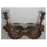 Decorative silver plated sea shell serving dish