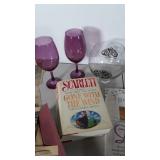 Mixed lot: purple wine glasses, Gone With the