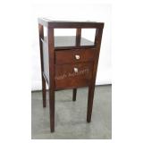 Accent Stand, glass top over shelf, 2 drawers