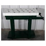 Kitchen Cart, ceramic tile top of green painted