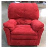 Red recliner, has pen marks on fabric, seller