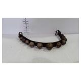 Sleigh bells, 11 graduated bells on leather strap