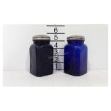 Pair of blue cobalt salt and pepper shakers