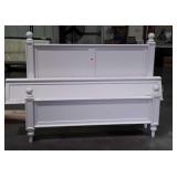 Bed, modern white Queen size cannonball post bed,