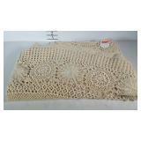 Textiles, tatted crochet oval tablecloth in