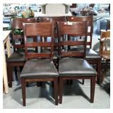 Set of 5 Dining Chairs, brown Suede Upholstered