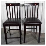 Pair of Counter Stools, brown pleather seats, 18"