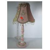 Painted lamp with embellished shade