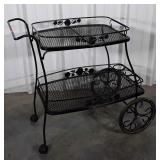 Tea Service Cart, wrought iron with mesh trays,