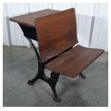 Antique School Desk, flip seat row type desk,
